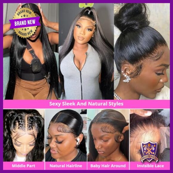 13x6 Straight Lace Front Human Hair Wig 180% Density Glueless Pre Plucked main image 7